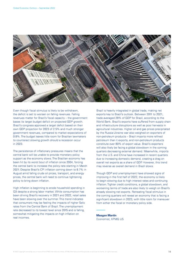 KPMG Global Economic Outlook - H2 2022 report - Page 14