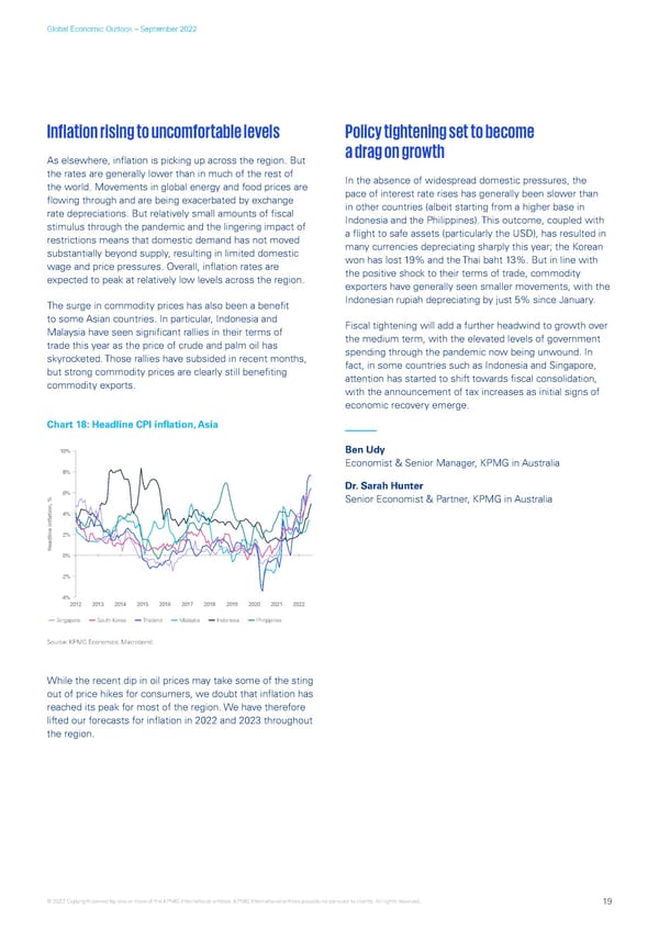 KPMG Global Economic Outlook - H2 2022 report - Page 19