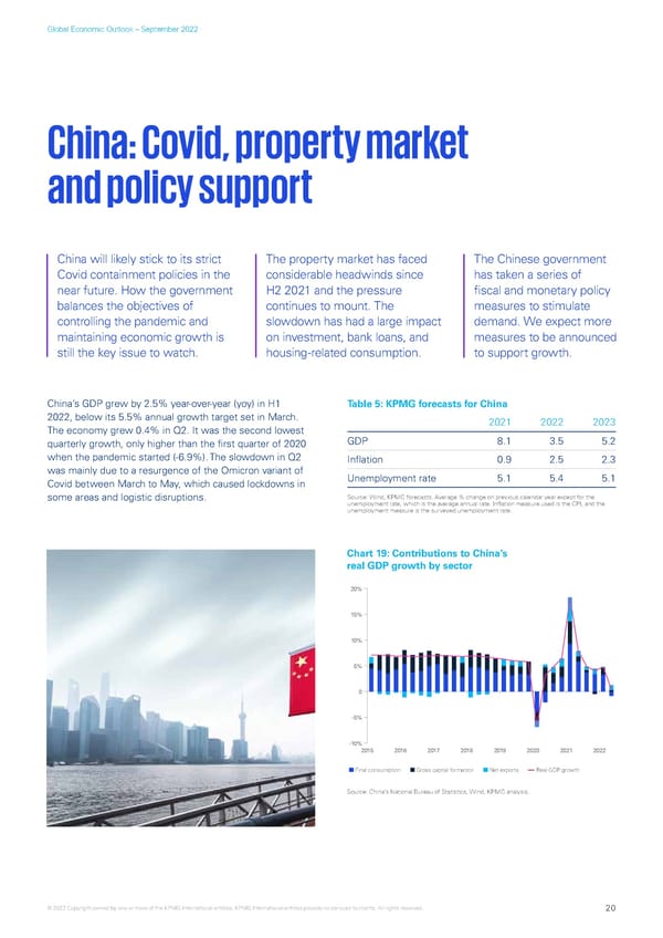 KPMG Global Economic Outlook - H2 2022 report - Page 20