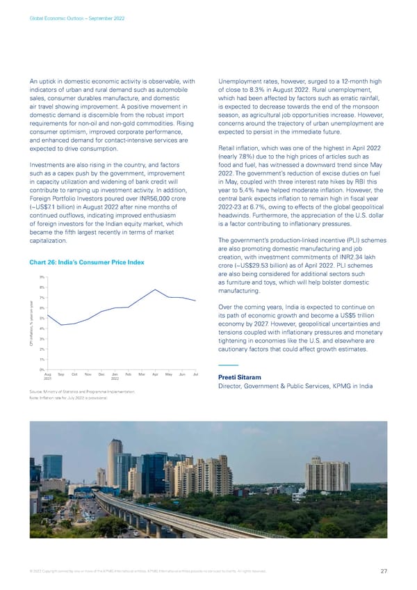 KPMG Global Economic Outlook - H2 2022 report - Page 27