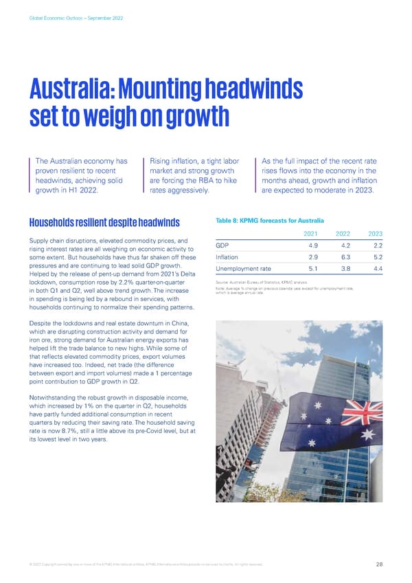 KPMG Global Economic Outlook - H2 2022 report - Page 28