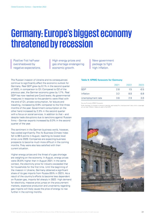 KPMG Global Economic Outlook - H2 2022 report - Page 31