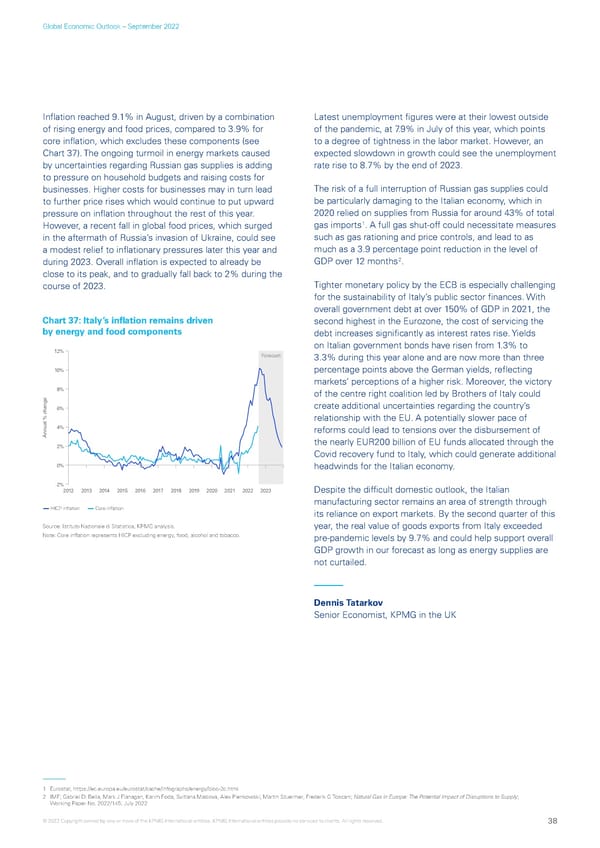 KPMG Global Economic Outlook - H2 2022 report - Page 38