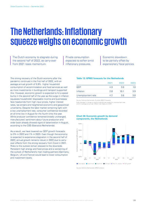 KPMG Global Economic Outlook - H2 2022 report - Page 39