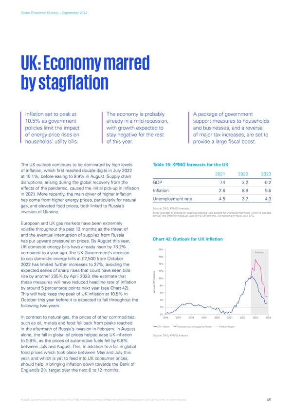 KPMG Global Economic Outlook - H2 2022 report - Page 45