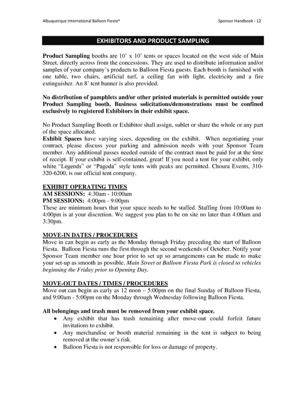 Sponsor and Exhibitor Handbook - Page 12