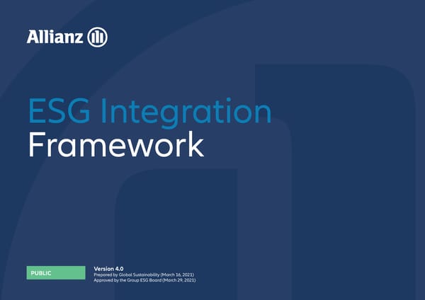 Allianz ESG Integration Framework - Page 1