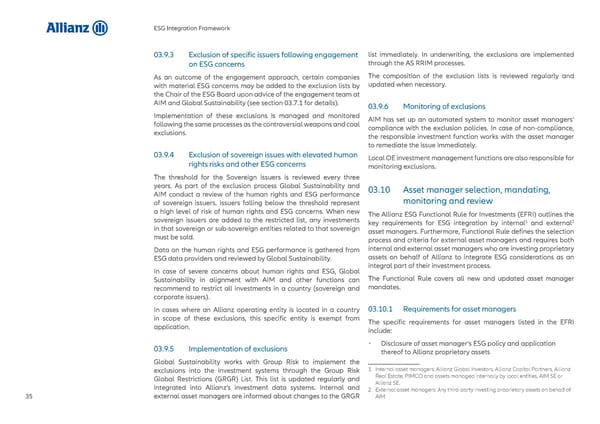 Allianz ESG Integration Framework - Page 36