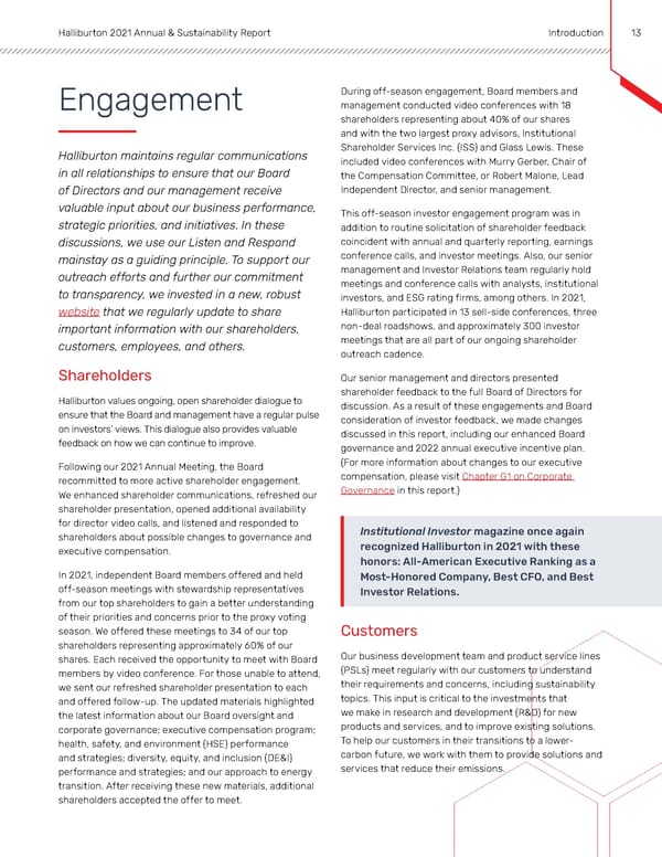 Annual & Sustainability Report | Halliburton - Page 12