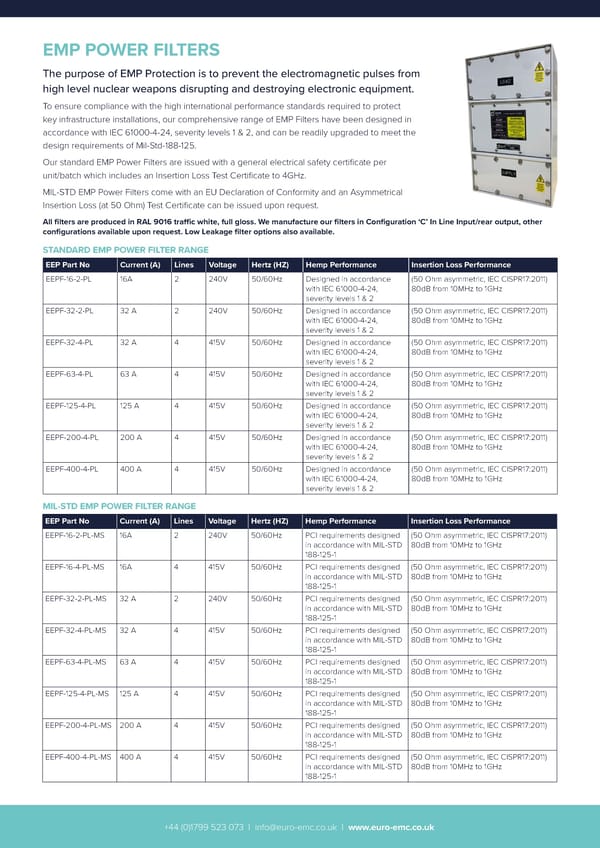 European EMC Products Ltd - Power Filters Brochure - Page 2