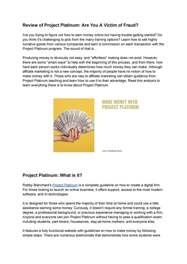 Project Platinum Reviews: Are You A Victim of Fraud? - Page 1