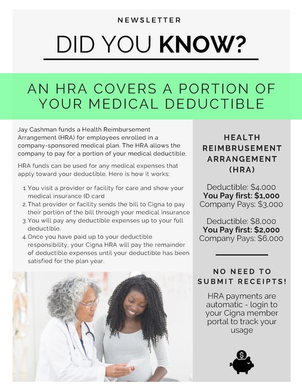 Health Reimbursement Arrangement (HRA) Did You Know? - Page 1