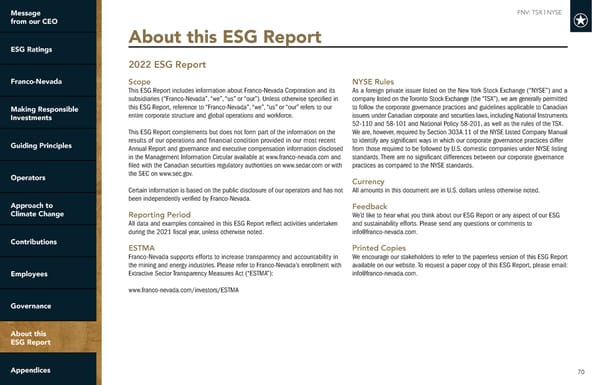 Franco-Nevada 2022 ESG Report - Page 70