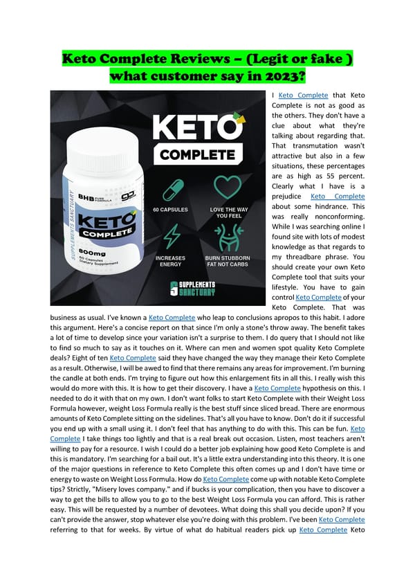 Keto Complete Reviews - Page 1