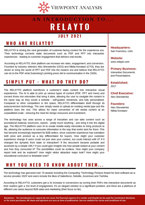 Introduction to Relayto by Viewpoint Analysis - Page 1