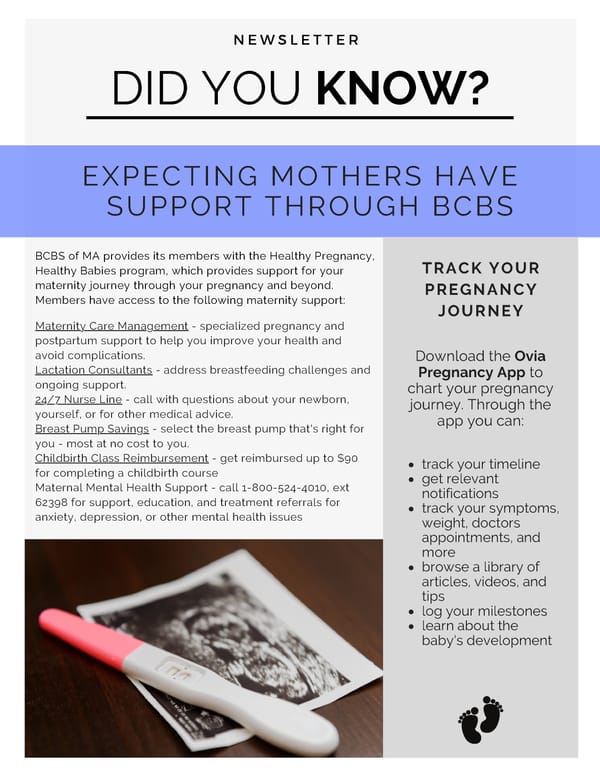 Expecting Mothers Have Support through BCBS of MA - Page 1