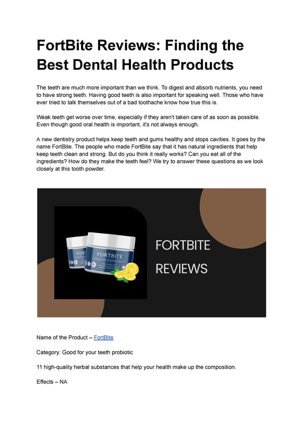 FortBite Reviews: Finding the Best Dental Health Products - Page 1