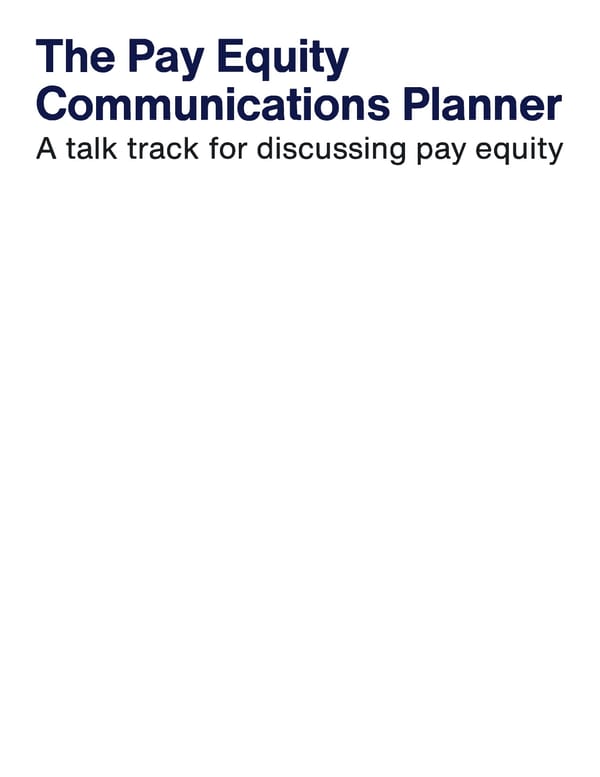 The Pay Equity Communications Planner - Page 1