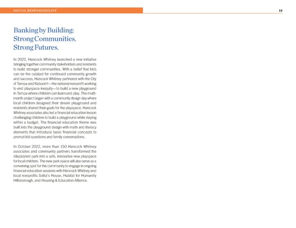 2022 Hancock Whitney ESG Report - Page 12