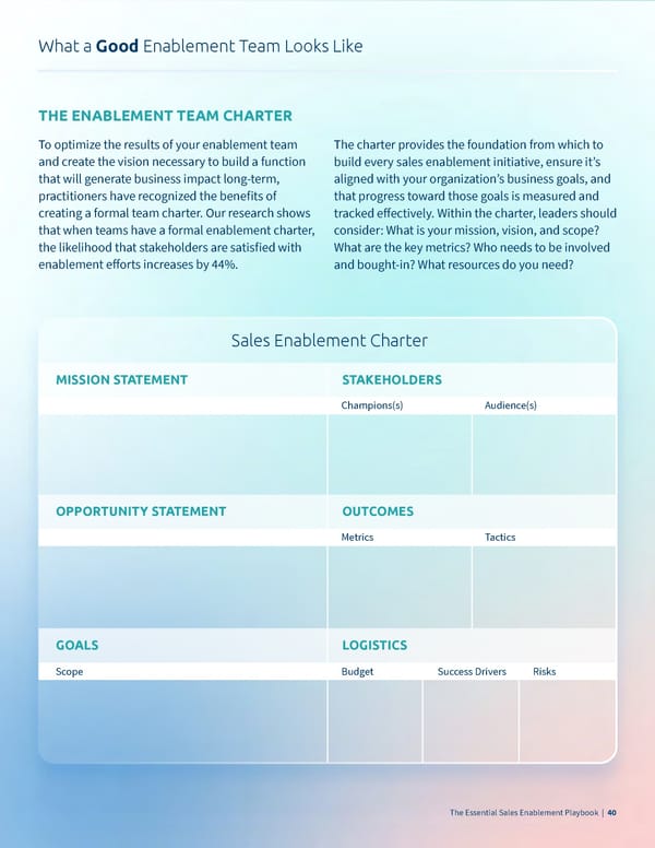 What Good Looks Like  The Essential Sales Enablement Playbook - Page 40