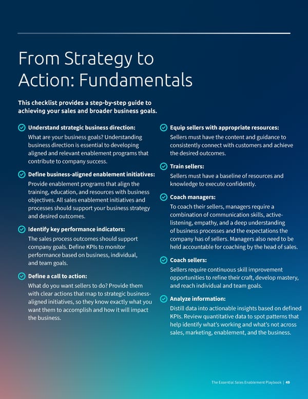 What Good Looks Like  The Essential Sales Enablement Playbook - Page 49