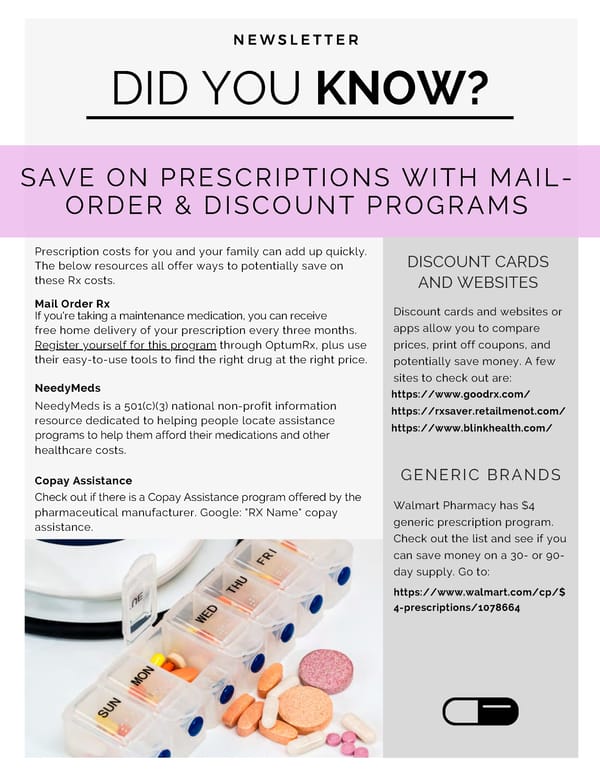 Prescription & Mail Order Savings - Page 1