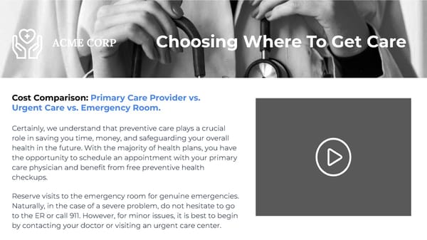 Choosing Where To Get Care | Template - Page 1