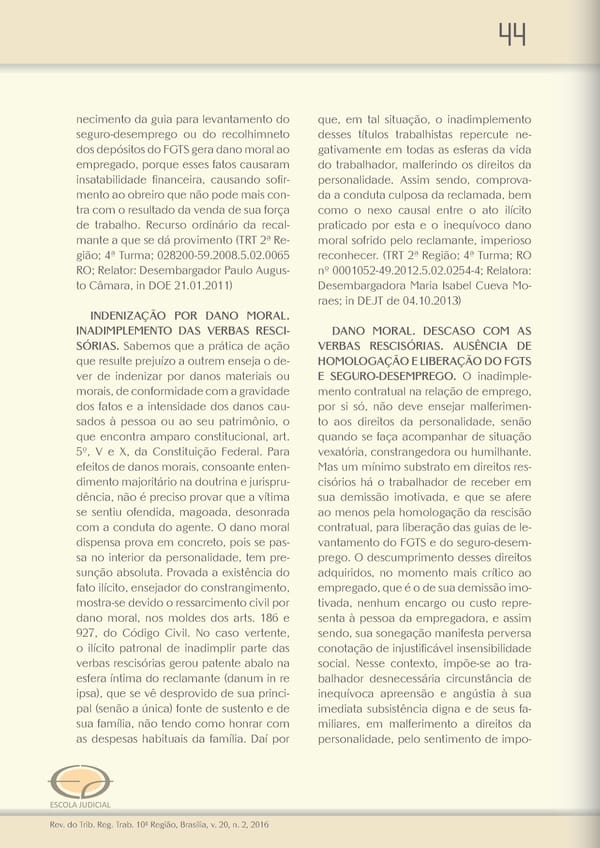 Revista do TRT 10 V. 20 n. 2 2016 - Page 44