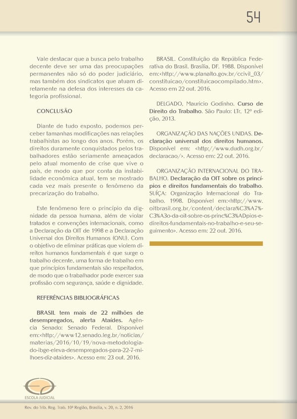 Revista do TRT 10 V. 20 n. 2 2016 - Page 54