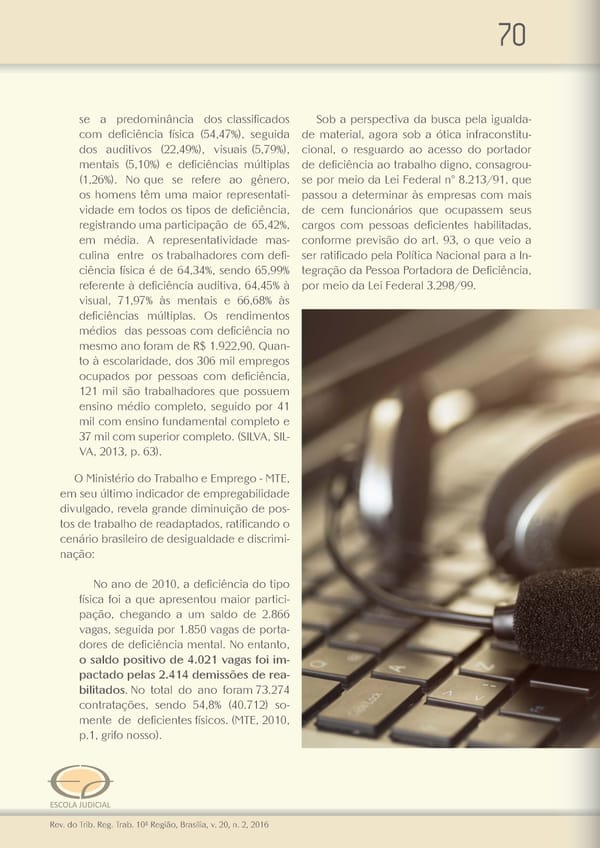 Revista do TRT 10 V. 20 n. 2 2016 - Page 70