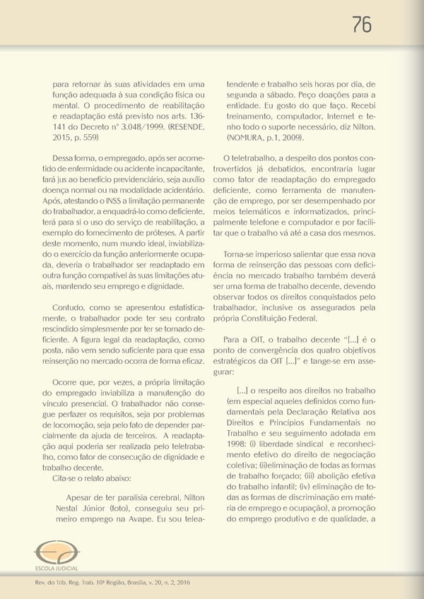 Revista do TRT 10 V. 20 n. 2 2016 - Page 76