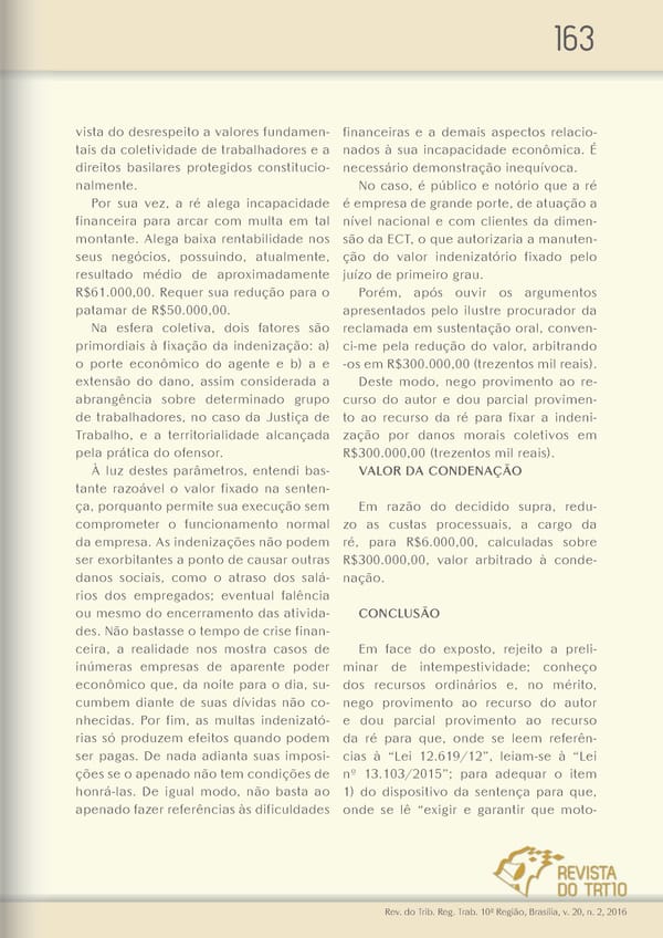 Revista do TRT 10 V. 20 n. 2 2016 - Page 163