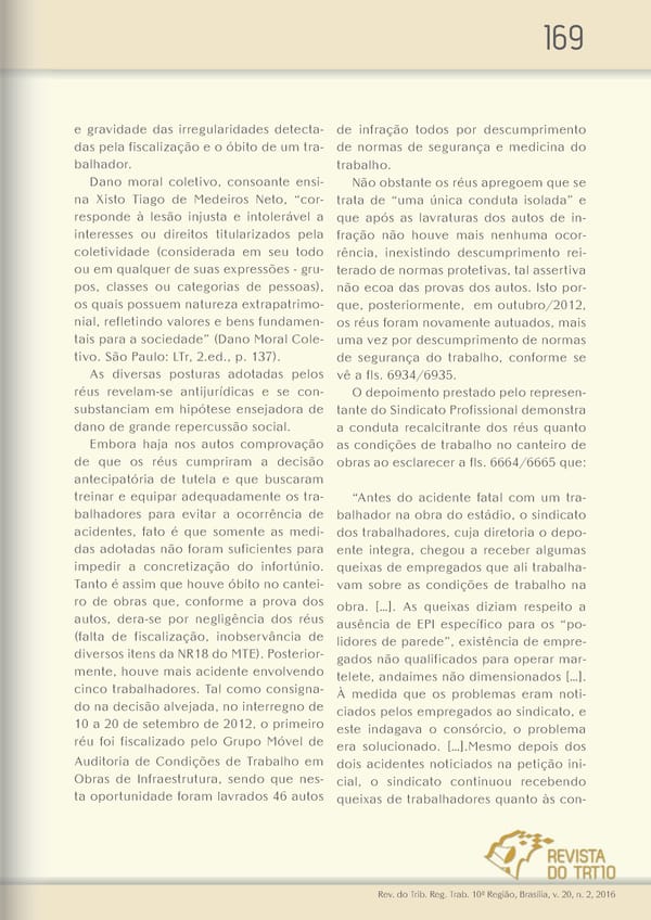 Revista do TRT 10 V. 20 n. 2 2016 - Page 169