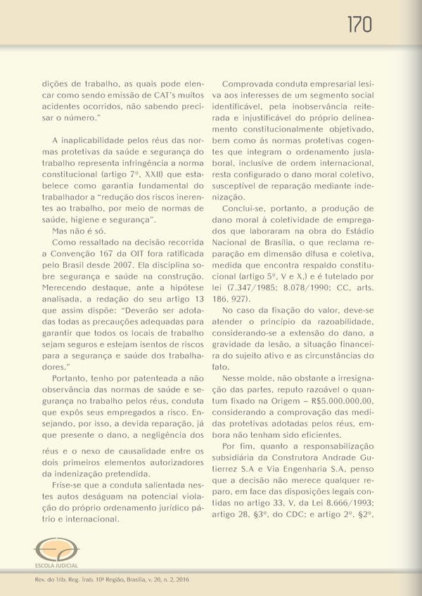 Revista do TRT 10 V. 20 n. 2 2016 - Page 170