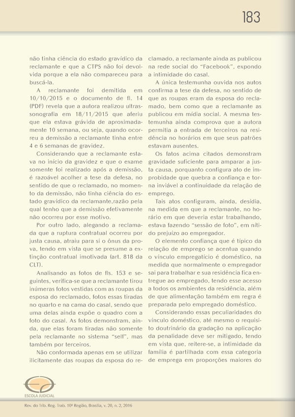 Revista do TRT 10 V. 20 n. 2 2016 - Page 183