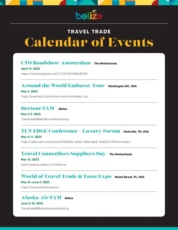 Belize 2024 Calendar of Events - Page 1