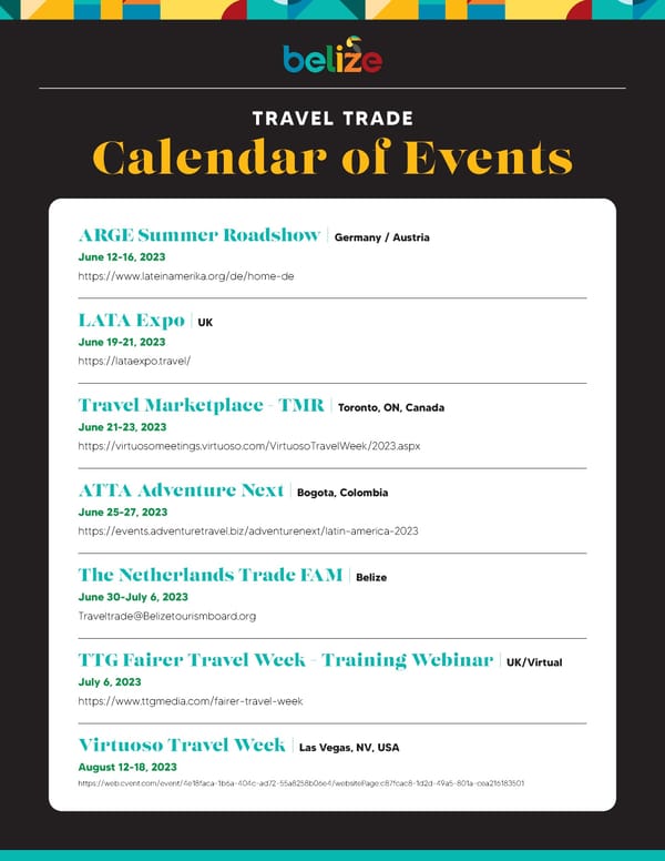 Belize 2024 Calendar of Events - Page 2