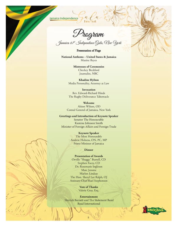 Jamaica Independence Gala NY Journal 2023 - Page 5