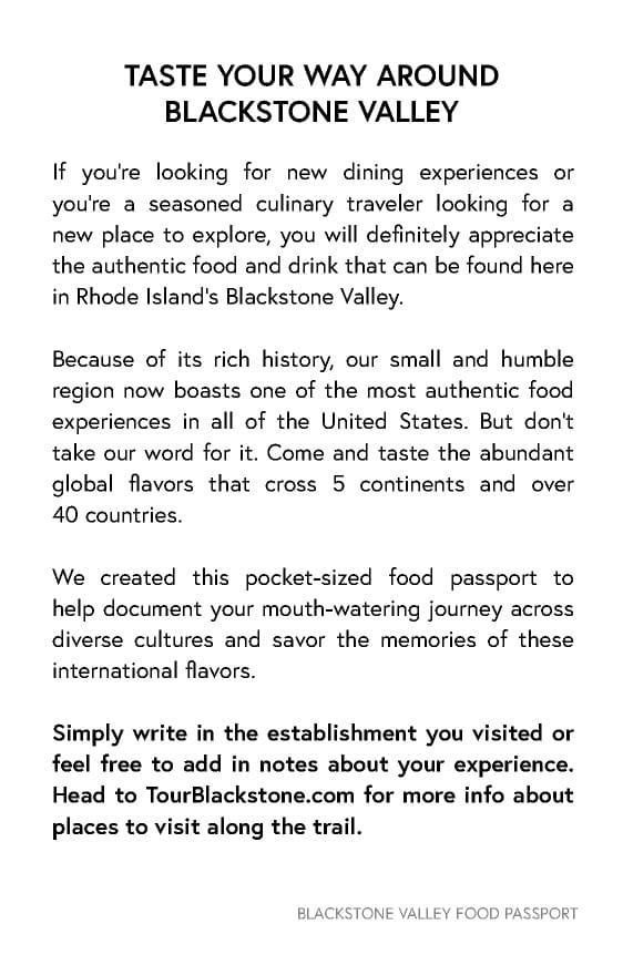 Blackstone Valley International Food Trail Passport - Page 3