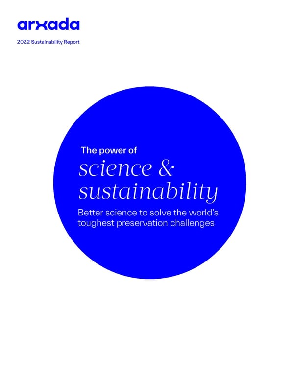 2022 Sustainability Report | The Power of Science & Sustainability - Page 1