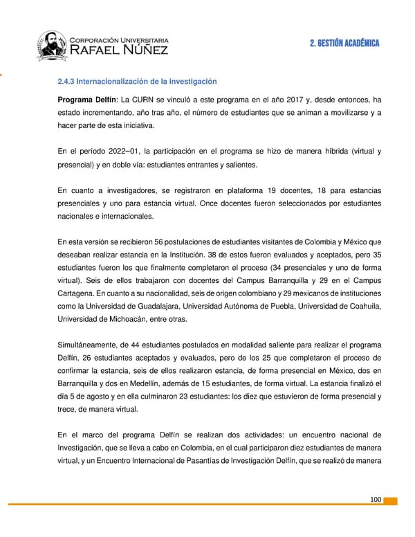 INFORME DE GESTION CURN 2022 - Page 101