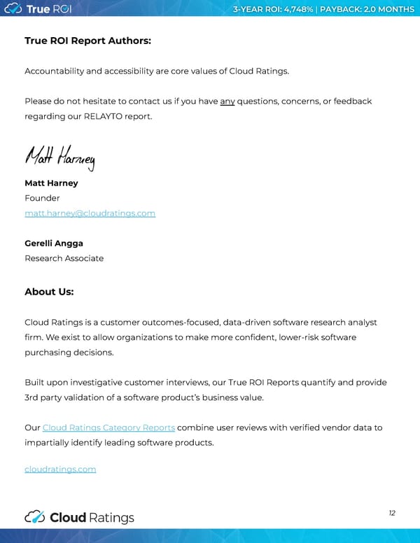 Cloud Ratings | True ROI of RELAYTO - Page 13