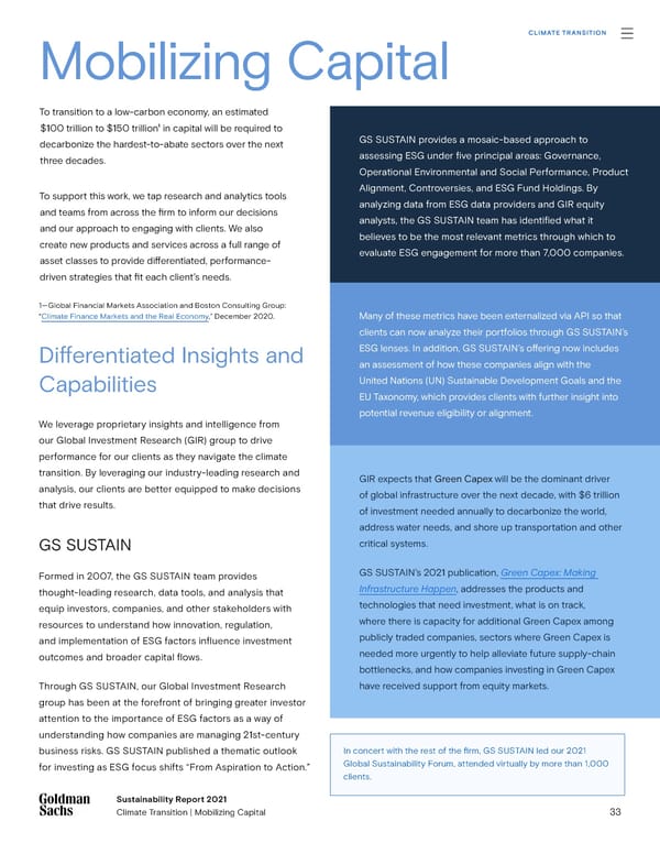 Goldman Sachs sustainability report - Page 33