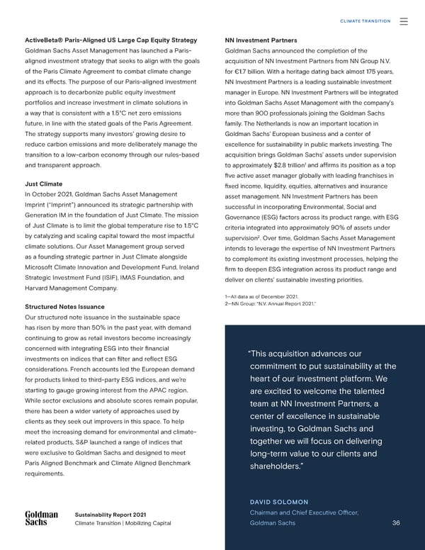 Goldman Sachs sustainability report - Page 36