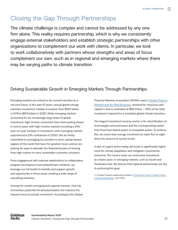 Goldman Sachs sustainability report - Page 37