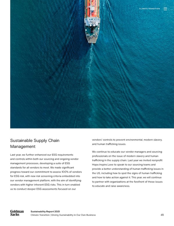 Goldman Sachs sustainability report - Page 45