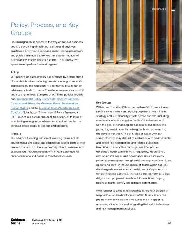 Goldman Sachs sustainability report - Page 89