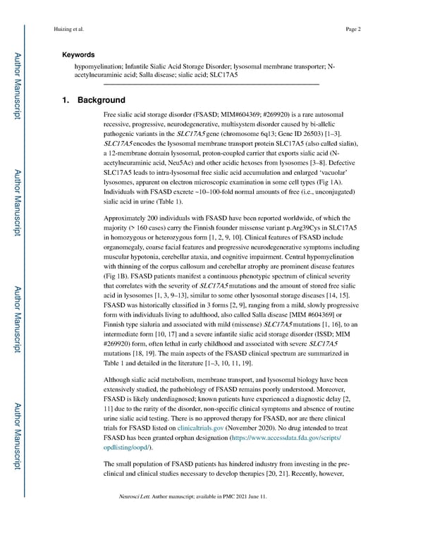 Free Sialic Acid Storage Disorder: Progress and Promise - Page 2