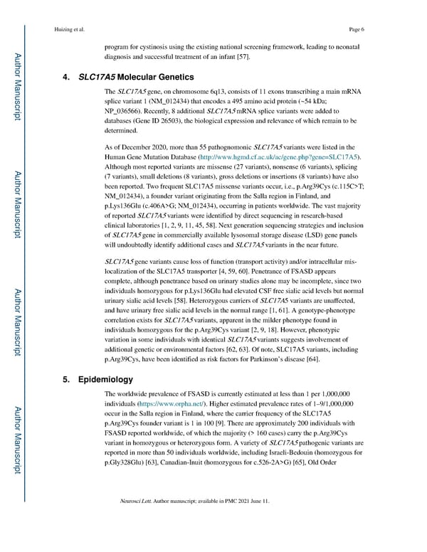 Free Sialic Acid Storage Disorder: Progress and Promise - Page 6