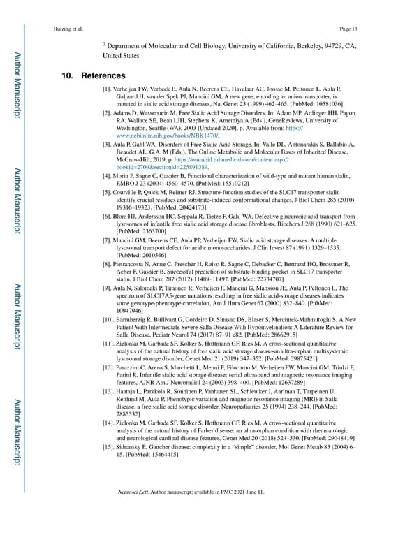 Free Sialic Acid Storage Disorder: Progress and Promise - Page 13